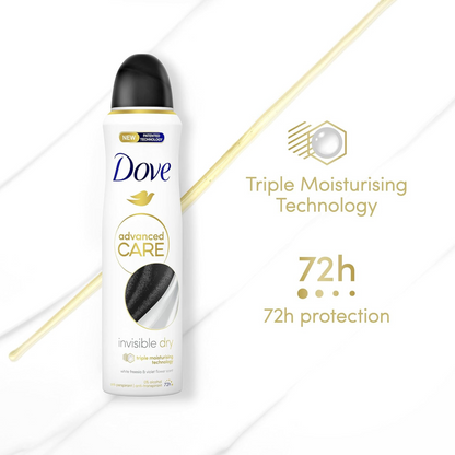 Dove Advanced Care Invisible Dry Anti-perspirant Deodorant Spray 72hour sweat odor protection Best long last fresh scent import perfume premium low price in bd