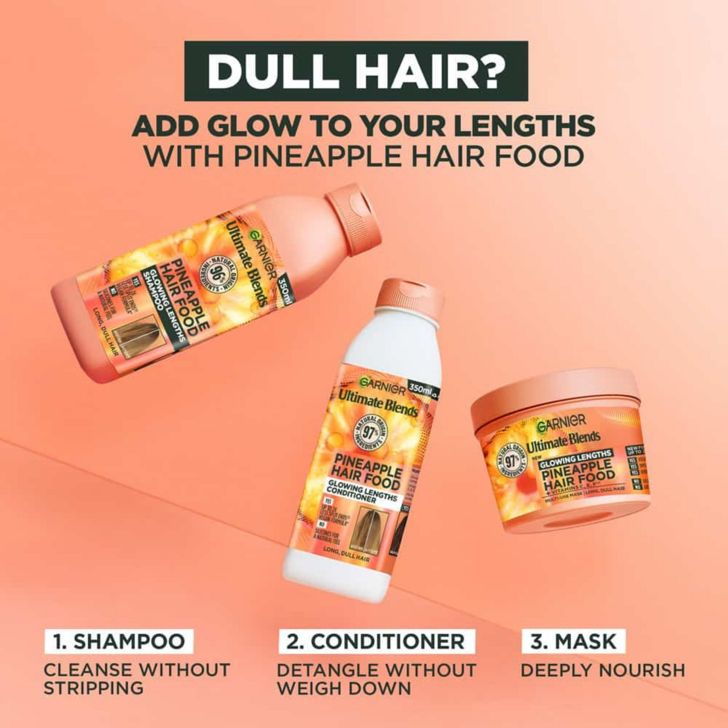 Garnier Ultimate Blends Pineapple & Amla Shampoo hair shine Best sculp import original Brand protect genuine damage dandruffcare premium uk low price bd Dhaka