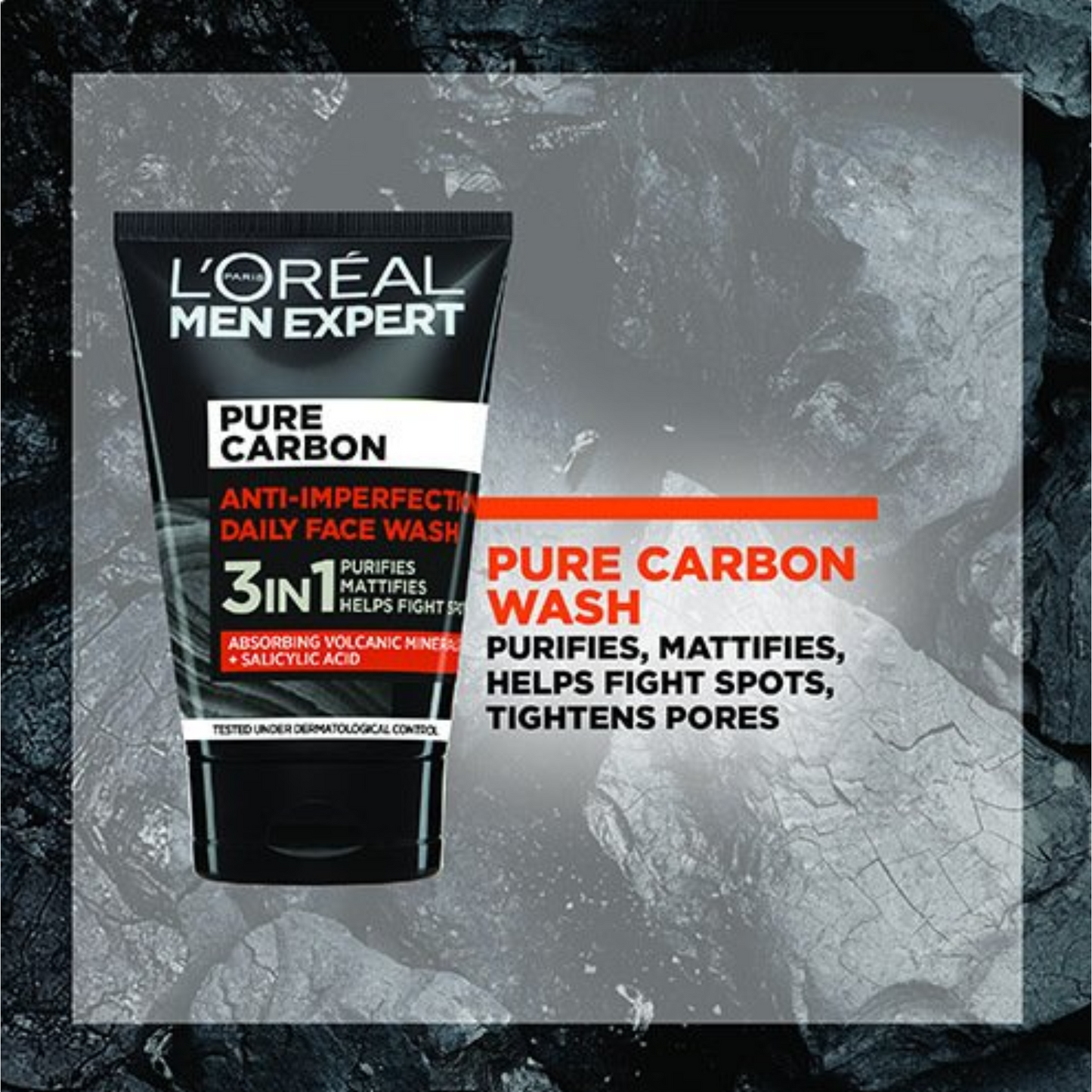 Carbon 3 in 1 Face Wash sun dark dust No.1 Men's oily pores new authentic Best import foreign original protect care premium Moisturiser UK low price in bd Dhaka