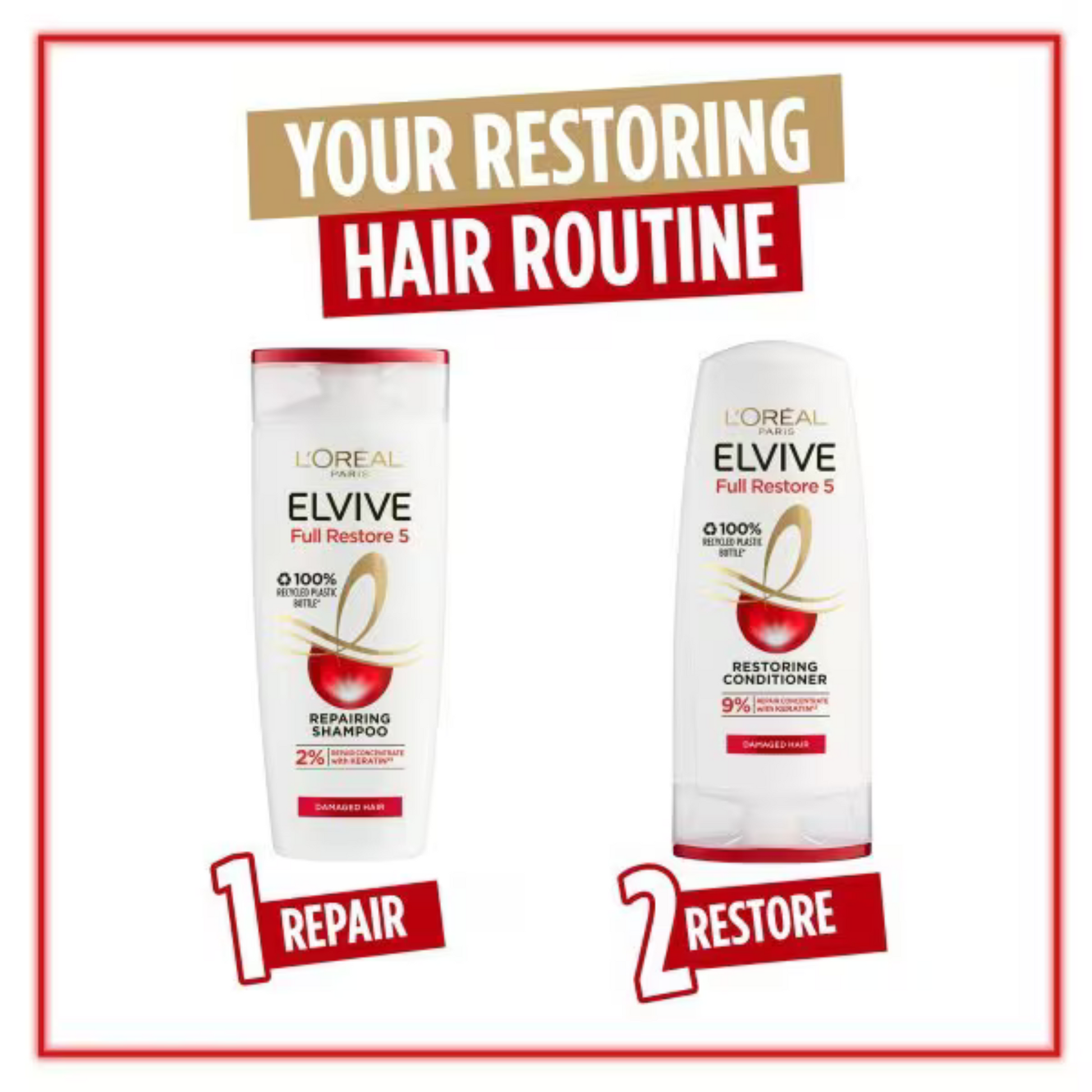 L'Oreal Paris Elvive Full Restore 5 Repairing Shampoo weak limp damage hair Pro shine silki authentic Best import foreign original premium UK low price bd Dhaka