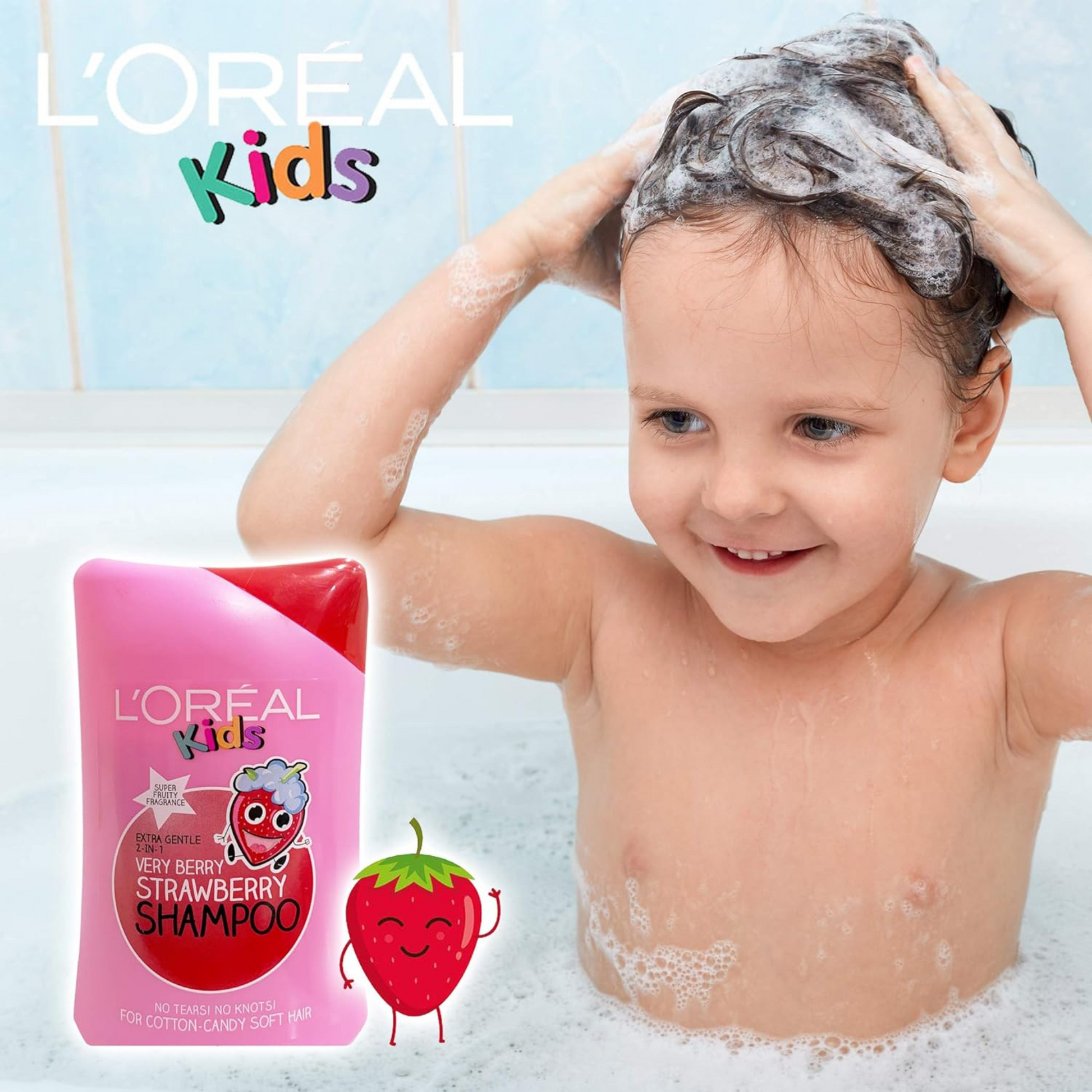 L'Oréal Kids Extra Gentle 2 in 1 Strawberry Shampoo Body Wash Vitamin sensitive skin soft  smooth Best foreign children bath genuine UK import price in BD Dhaka