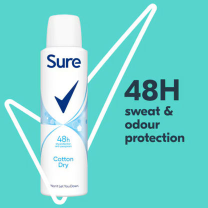 Sure Women Cotton Dry 48h Protection Anti perspirant Deodorant Spray smell sweat odor protection Best long last fresh scent import perfume premium low price bd