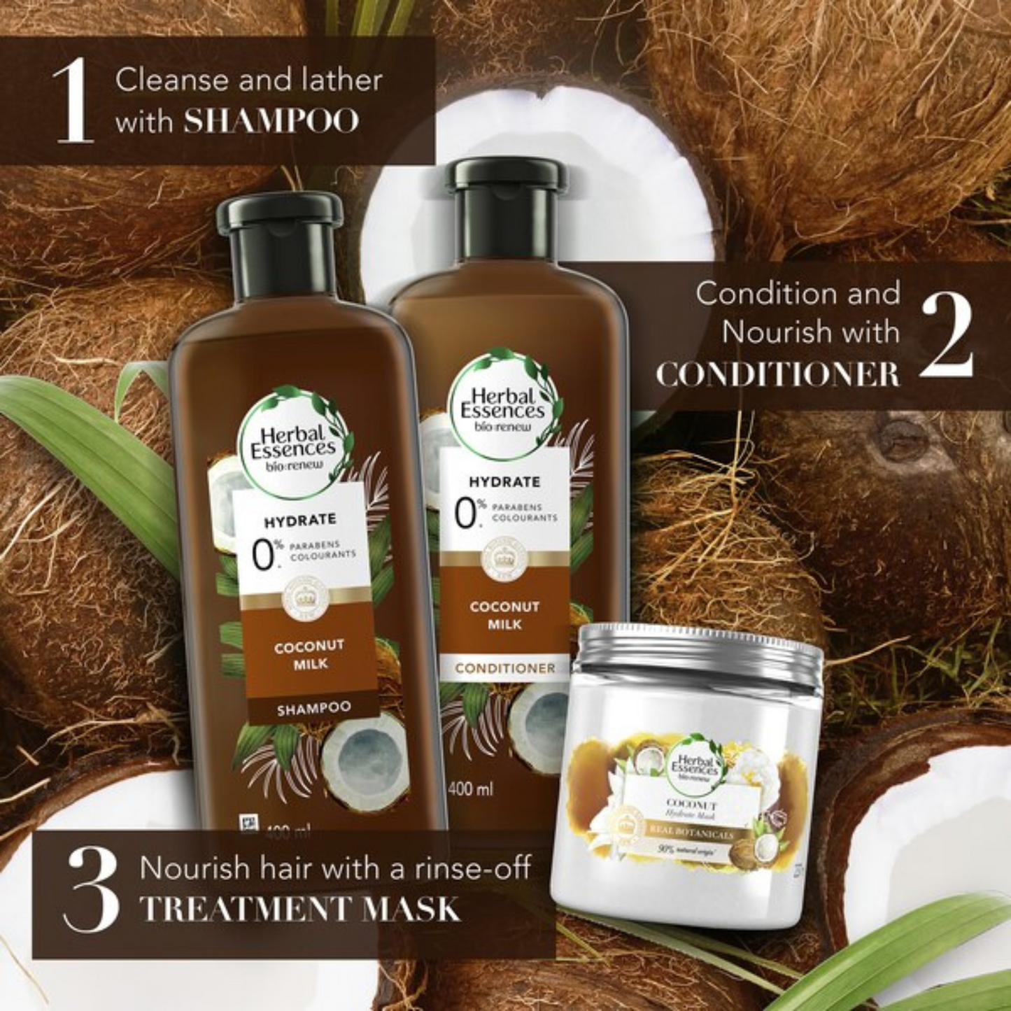 Herbal Essences Bio Renew Coconut Milk Shampoo sale dry damage hair moisture Best Australia import real original dust care fall healthy discount price in Dhaka