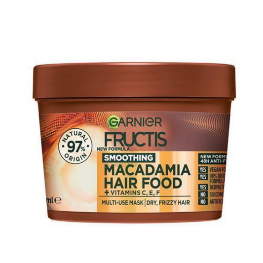 Garnier Fructis Hair Food Smoothing Macadamia Multi Use Mask For Dry & Unruly Hair (Australia) 390mL