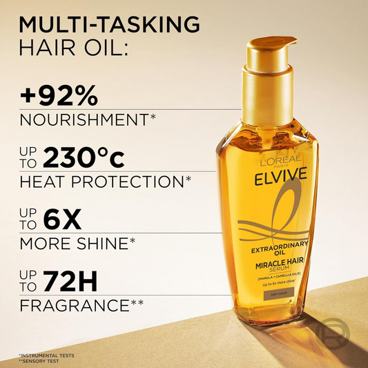 L'Oreal Paris Elvive Extraordinary Hair Oil Serum strong Best fine health growth shine foreign dandruff genuine authentic import loss damage sculp low price BD 