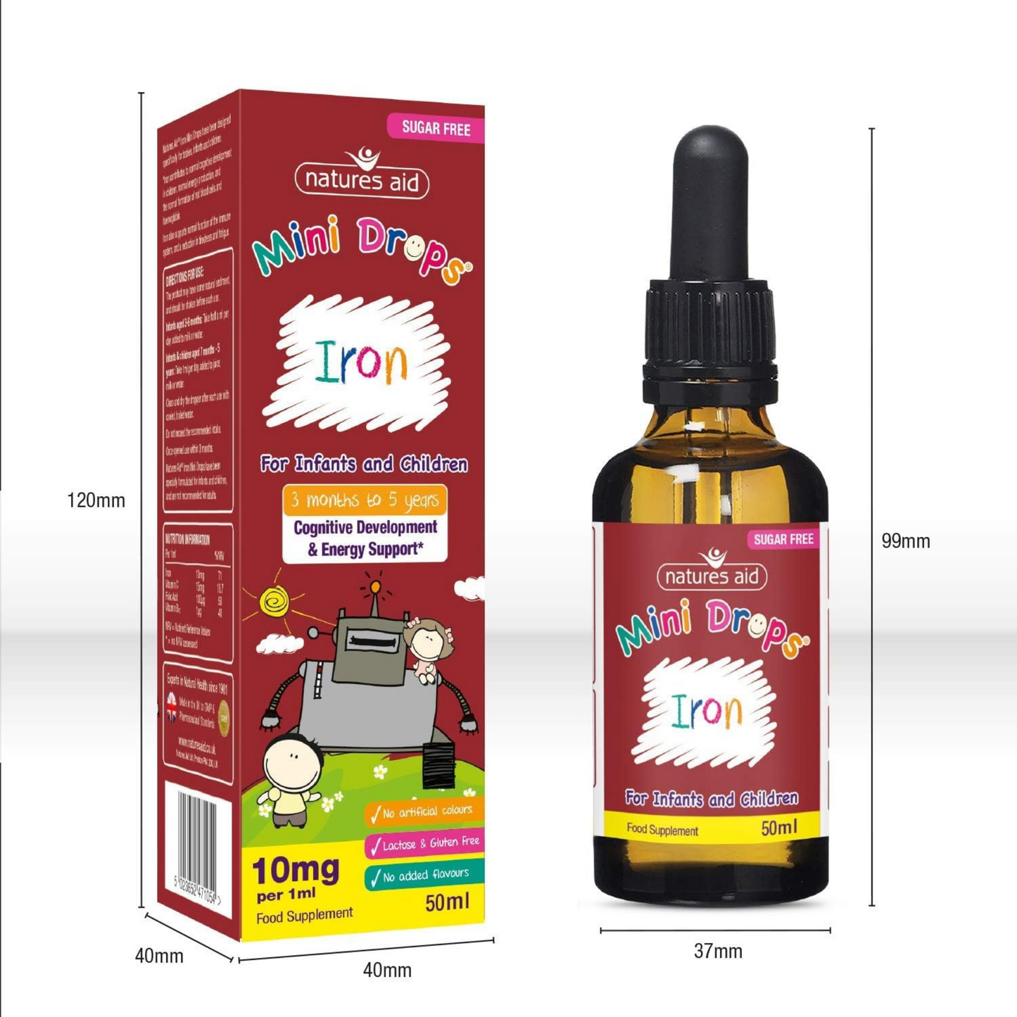 Natures Aid Iron Mini Drop Cognitive Development nutrition children support growth Best Kid imported genuine UK premium health diet baby supplement low price bd