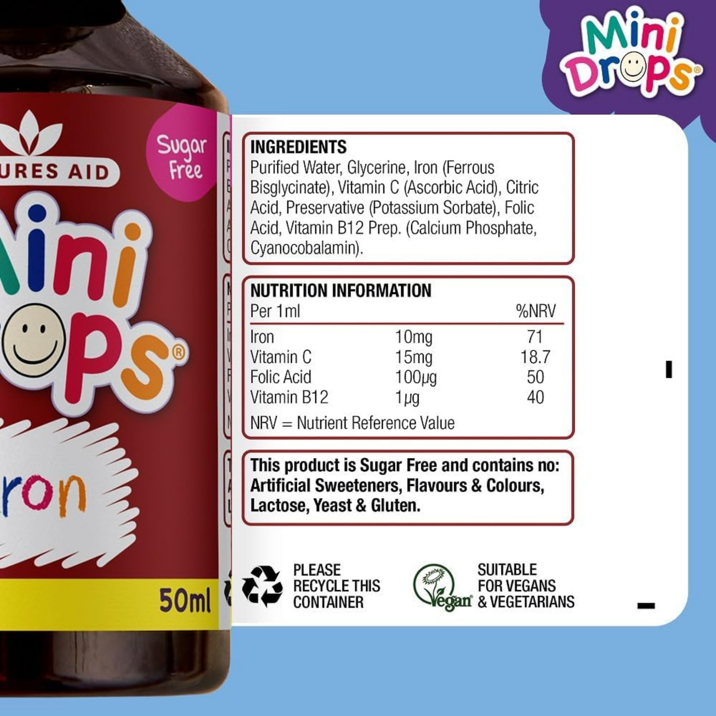Natures Aid Iron Mini Drop Cognitive Development nutrition children support growth Best Kid imported genuine UK premium health diet baby supplement low price bd