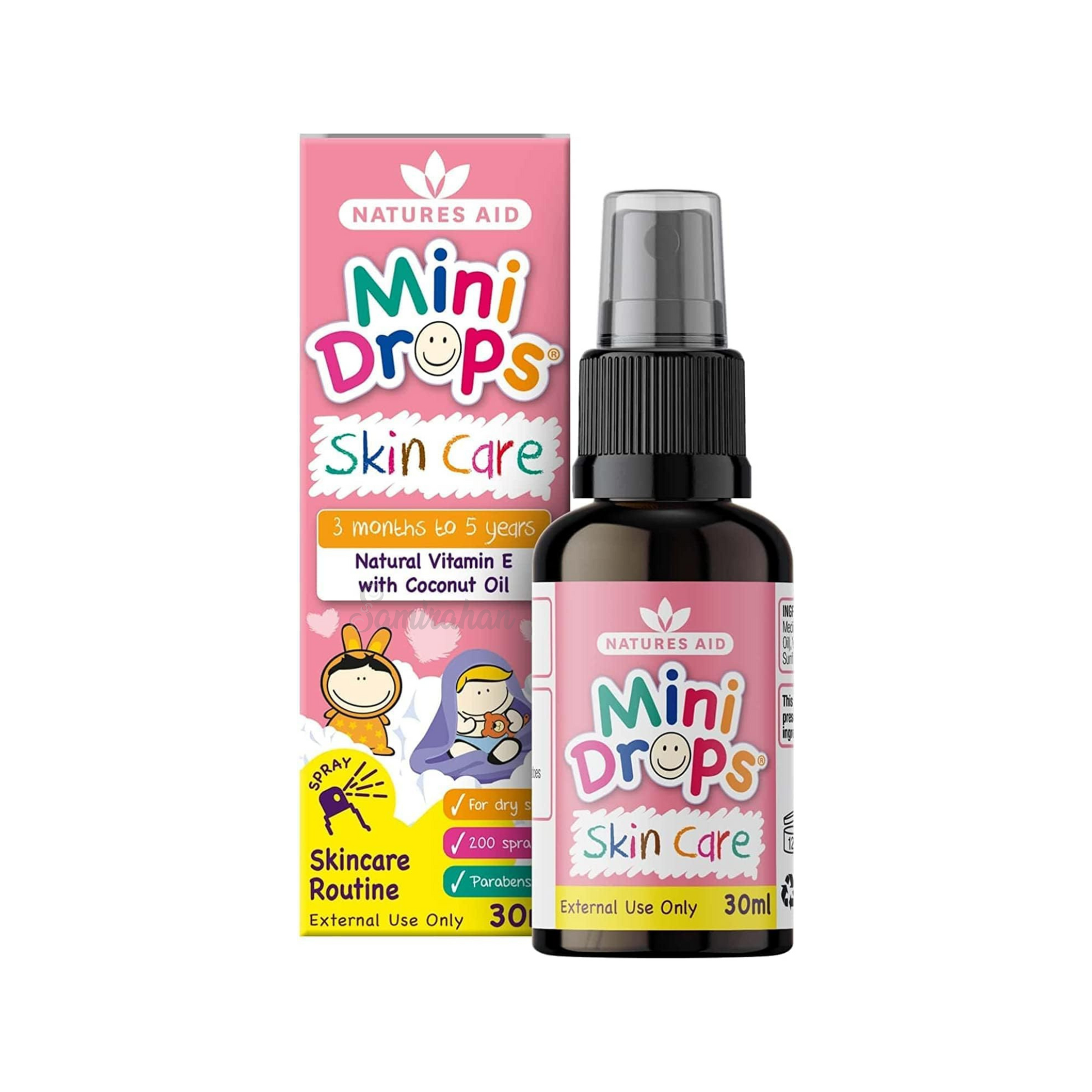 Natures Aid Skincare Oil Drops Spray For Babies With Vitamin E (UK) 30mL (3 Months to Years)