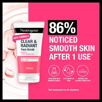 Neutrogena Clear & Radiant Face Scrub With Vitamin C clean glow natural Best dry bright protect import UK authentic genuine skin care soft body low price in BD
