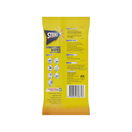 Strike Disinfectant Antibacterial Wipes Household Grade Lemon toilet kitchen fresh period clean germ kill Best imported Australian uk canada hygiene price in bd