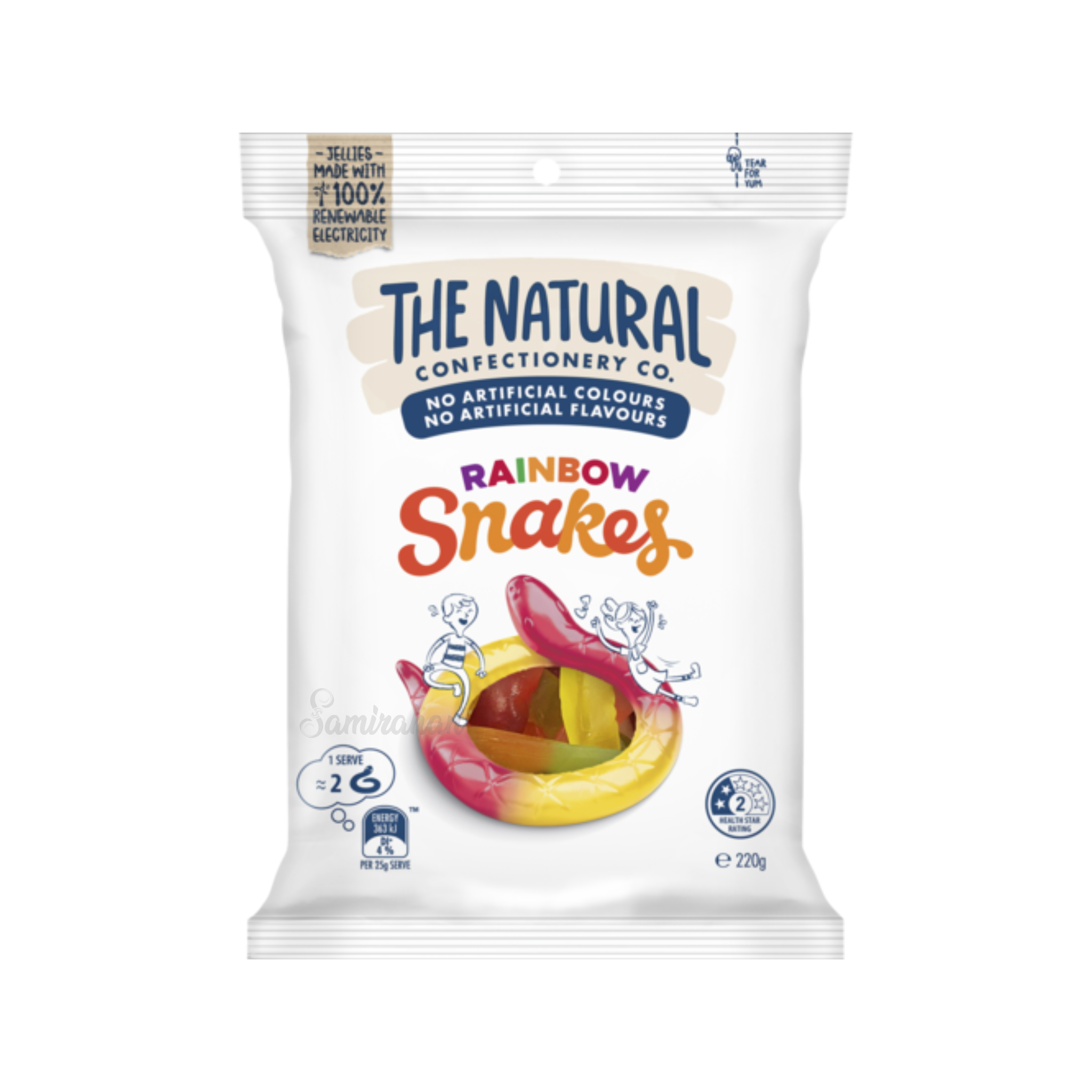 The Natural Confectionery Co. Rainbow Snakes Lollies (Australia) 220g ...