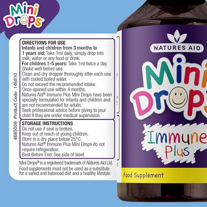 Natures Aid MiniDrops Immune Plus for Kids nutrition children support growth Best Kid imported Elderberry genuine UK premium health baby supplement low price bd