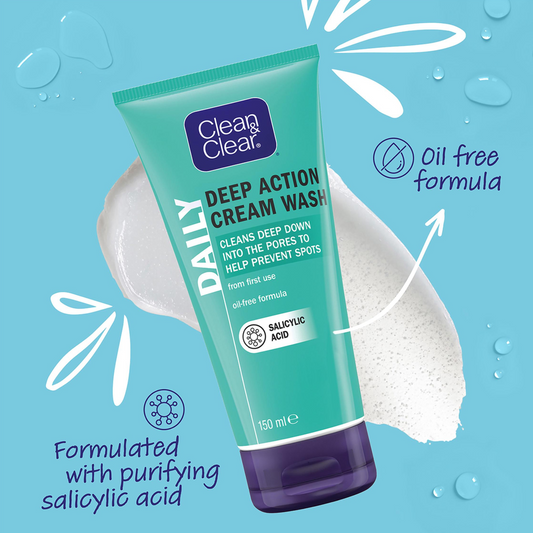 Clean & Clear Deep Action Cleansing Cream Wash Best imported authentic original brand USA British skincare Cleansers protect beauty acne dead skin face cheap price in BD 