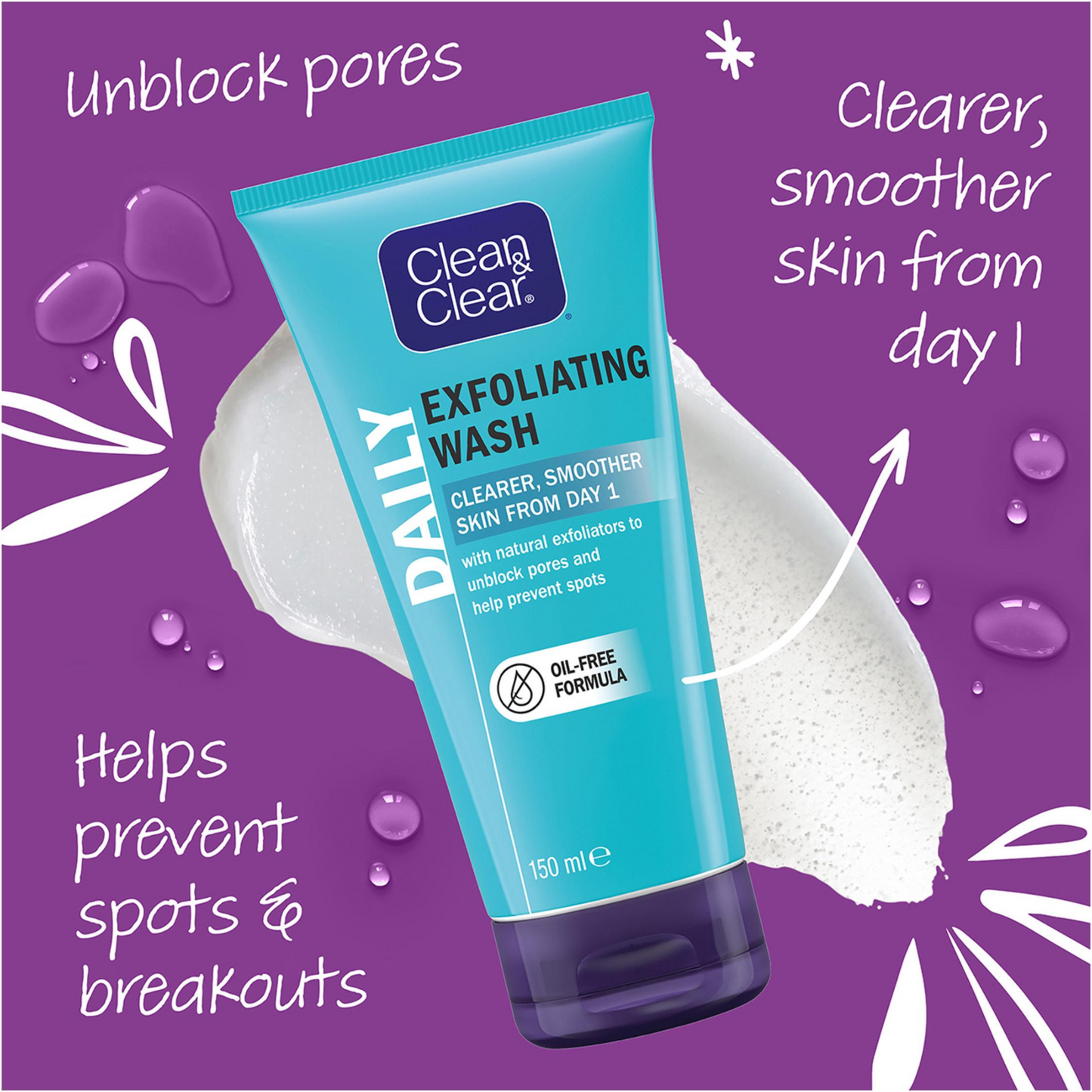Clean & Clear Exfoliating Daily Wash Best imported authentic original brand USA British skincare Cleansers protect beauty acne dead skin face cheap price in BD 