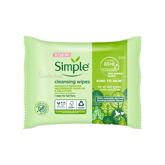 Simple Kind to Skin Cleansing Wipes make up waterproof mascara skin clean hydrated Vitamin B5 E Unscented Alcohol harsh chemical Best low price in Dhaka BD