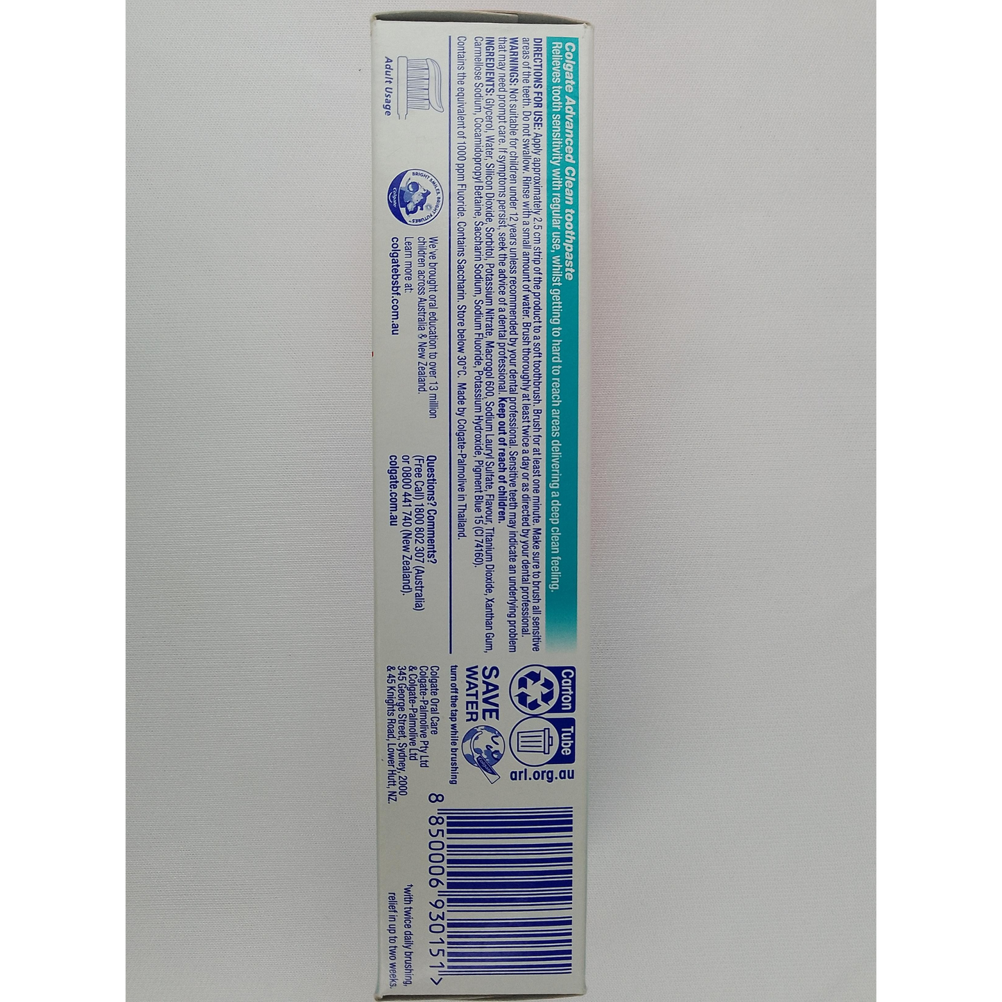 Colgate Sensitive Advanced Clean Fluoride Toothpaste Strong Teeth Best safe authentic Clinically tested online store import Australia premium low price in bd