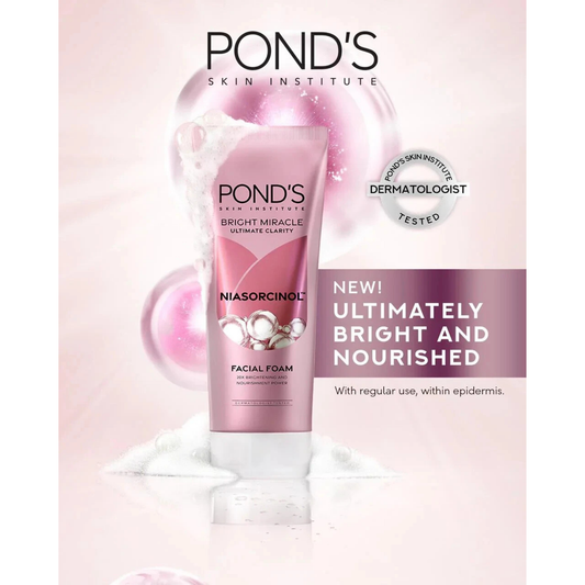 Pond’s Bright Miracle Niasorcinol Facial Foam Best brightening wash imported Australia UK authentic genuine premium brand online shop cheap price in Dhaka BD