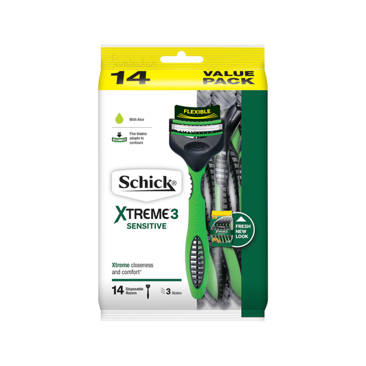 Schick Xtreme 3 Sensitive Men's Disposable Razor twin blade safe soft comfort shave Best import Australia genuine authentic premium germ organic low price in BD