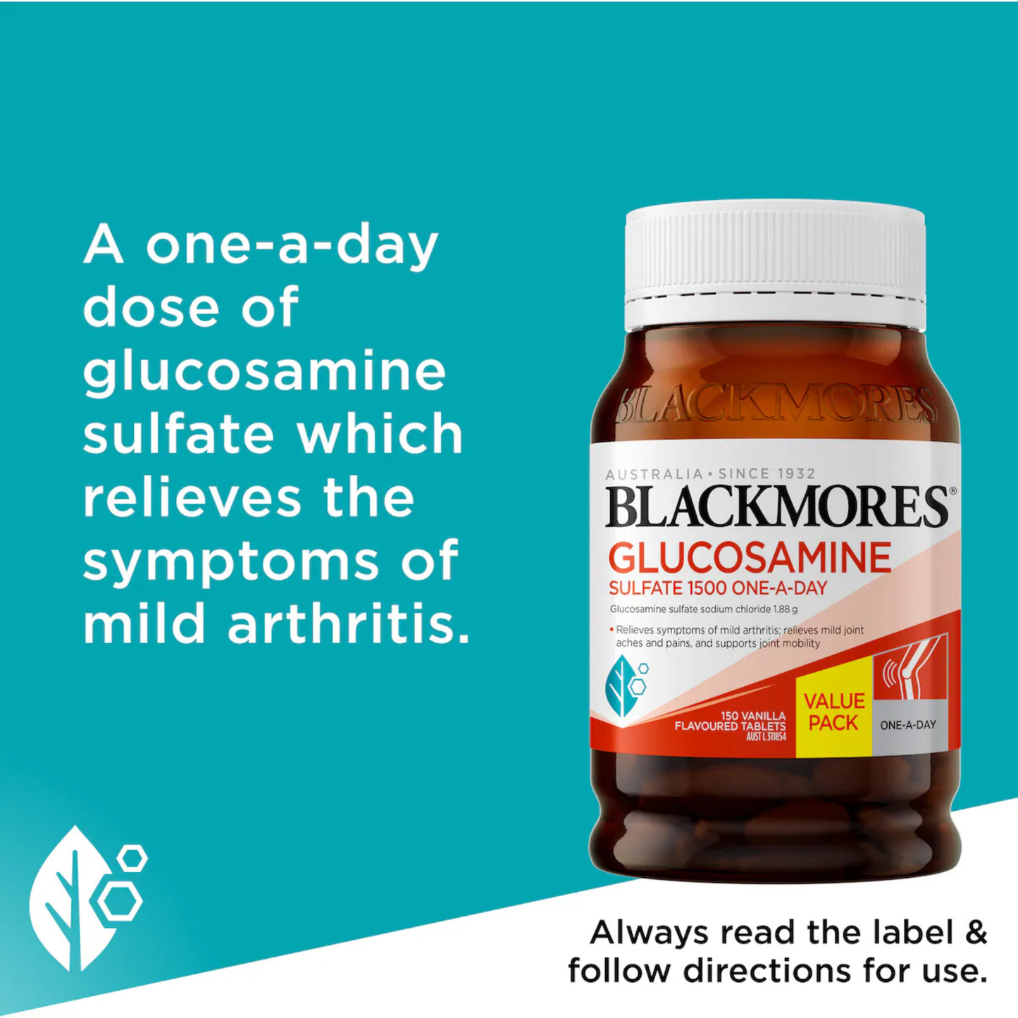 Blackmores Glucosamine Sulfate 1500mg vegetarian Relieve mild joint Health comfort Vitamin Tablet health Best import AU original real premium low price Dhaka bd