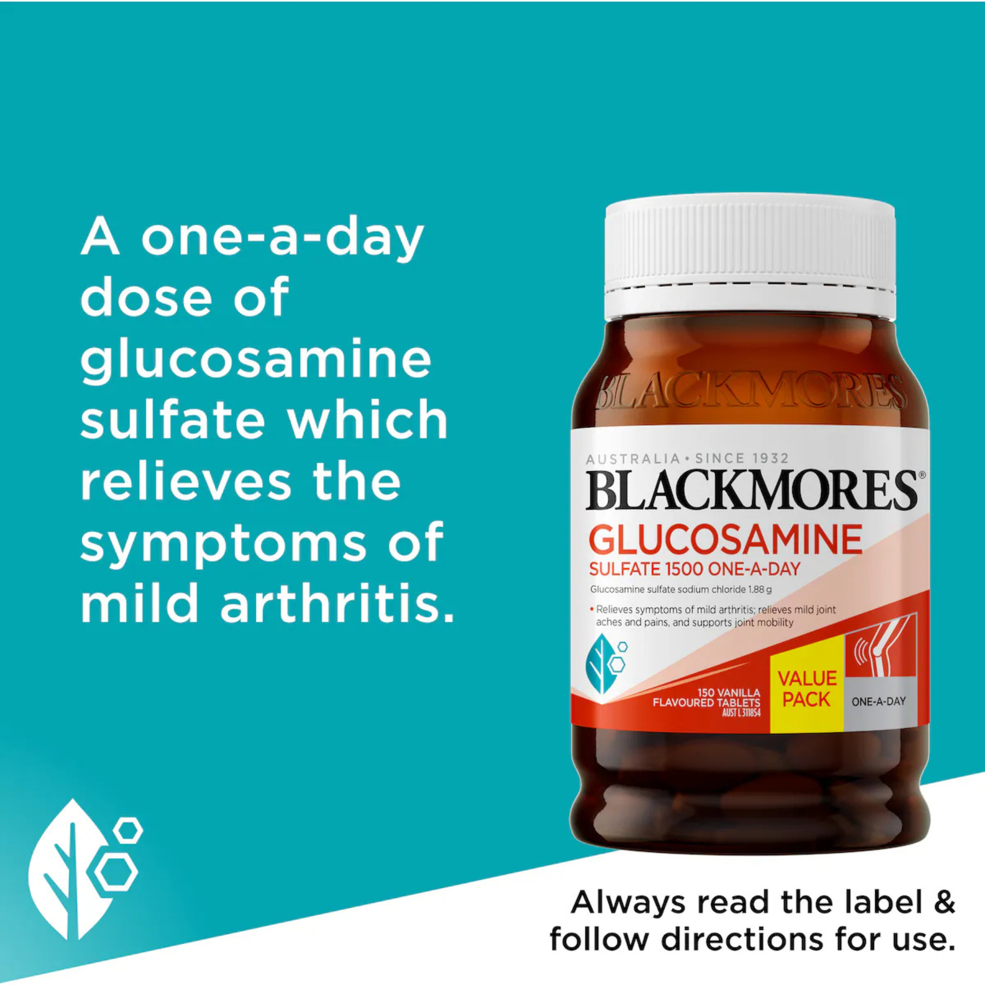 Blackmores Glucosamine Sulfate 1500mg vegetarian Relieve mild joint Health comfort Vitamin Tablet health Best import AU original real premium low price Dhaka bd