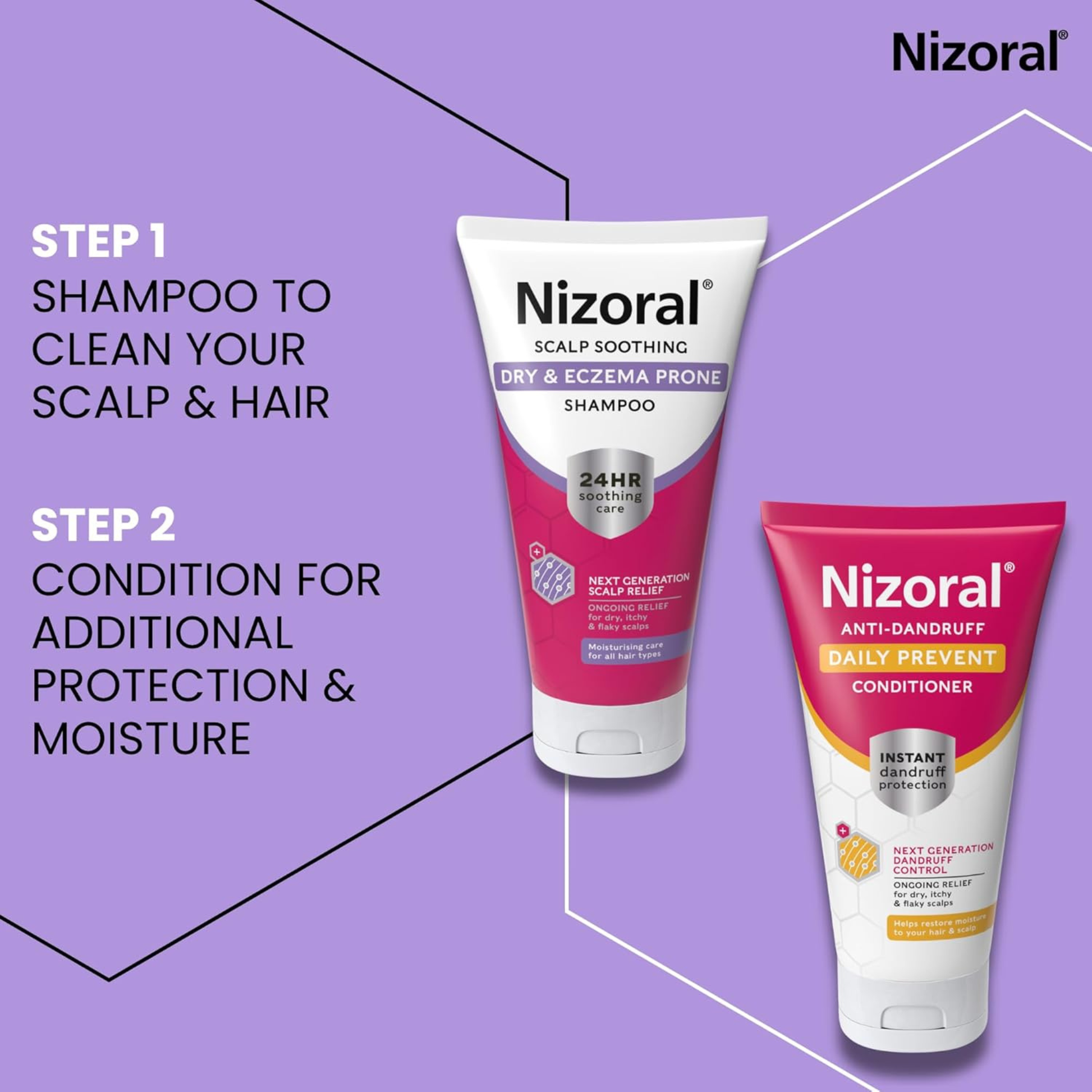 Nizoral Scalp 24HR Soothing Dry Eczema Prone Shampoo Moisturizing care genuine authentic comfort All hair types Best foreign bathing UK import low price in BD