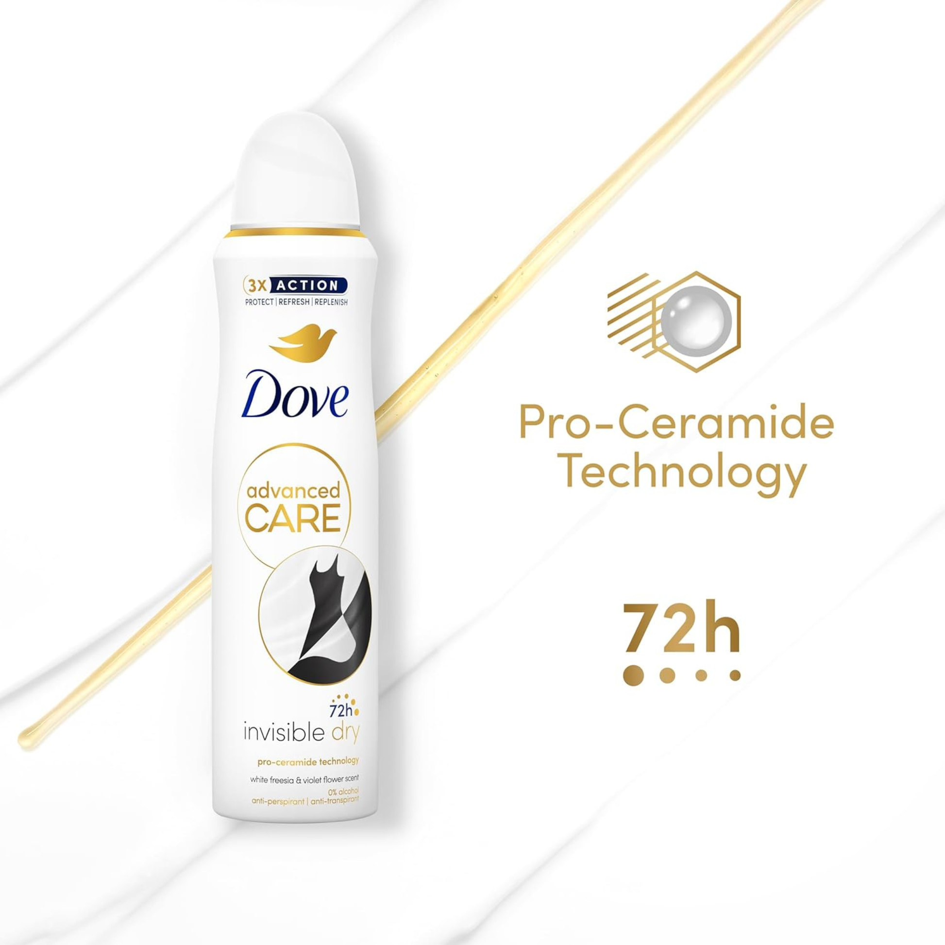 ZDove Advanced Care Invisible Dry Anti-perspirant Deodorant Spray 72hour sweat odor protection Best long last fresh scent import perfume premium low price in bd