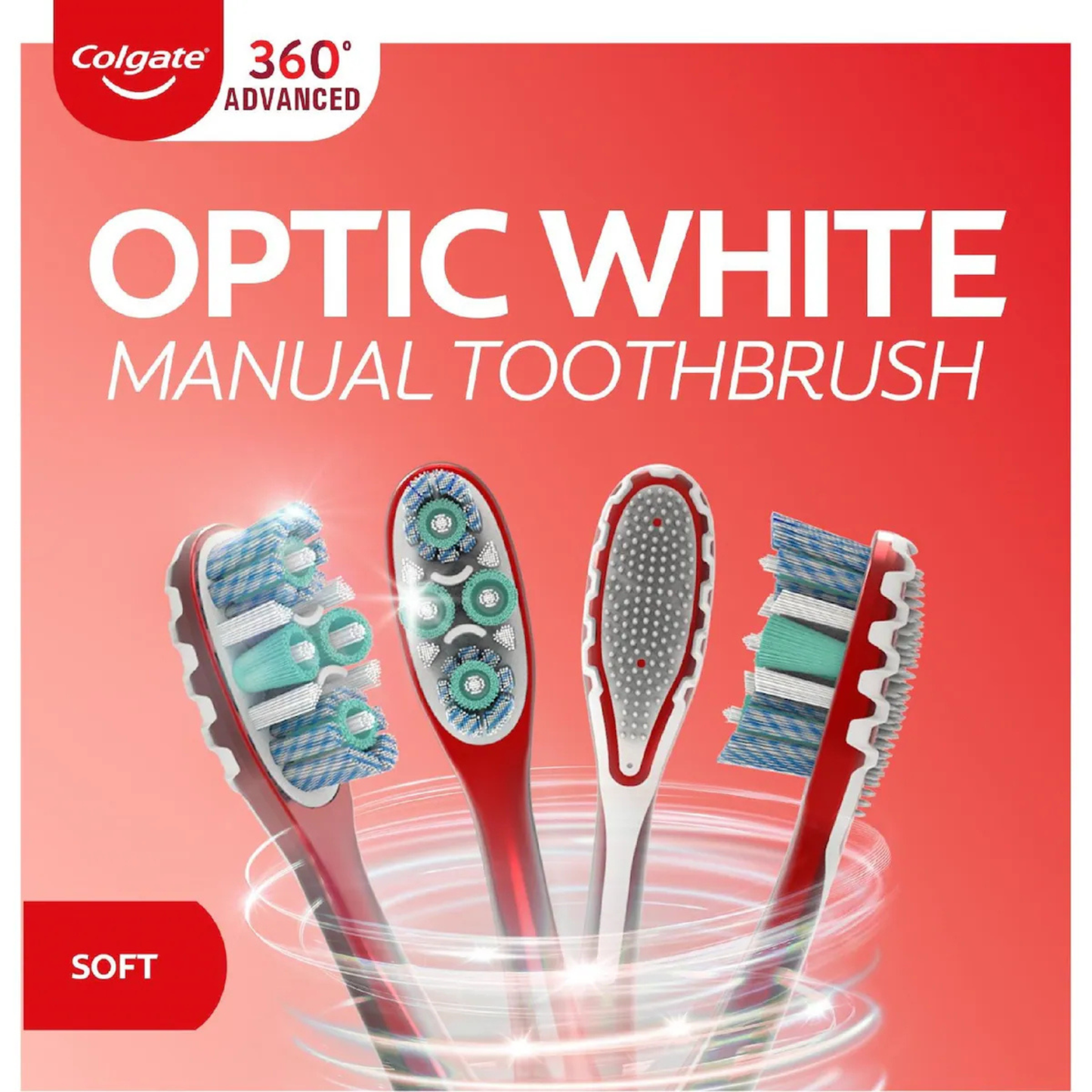 Colgate 360 Advanced Optic White Toothbrush Medium cleaning smoothly germ teeth Best original imported Australia premium dentalcare health cheap price in BD Khilkhet Nikunja Kuril Mohakhali DOHS Kalabagan Dhanmondi Keraniganj 