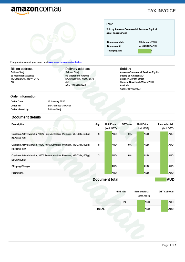 Capilano 100% Pure Australian Honey Active Manuka Mgo30+ Squeeze (Australia) 500g