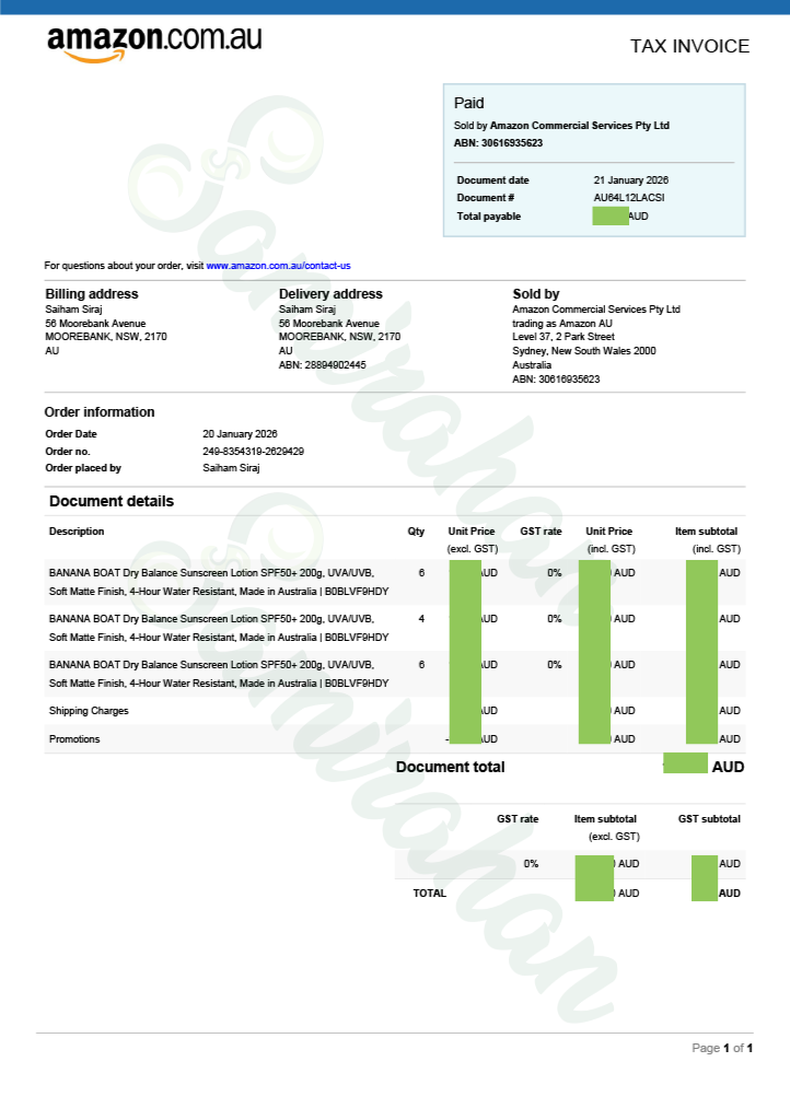 Banana Boat Dry Balance Sunscreen Lotion SPF 50+ Skin Feels Fresh & Dry (Australia) 200g