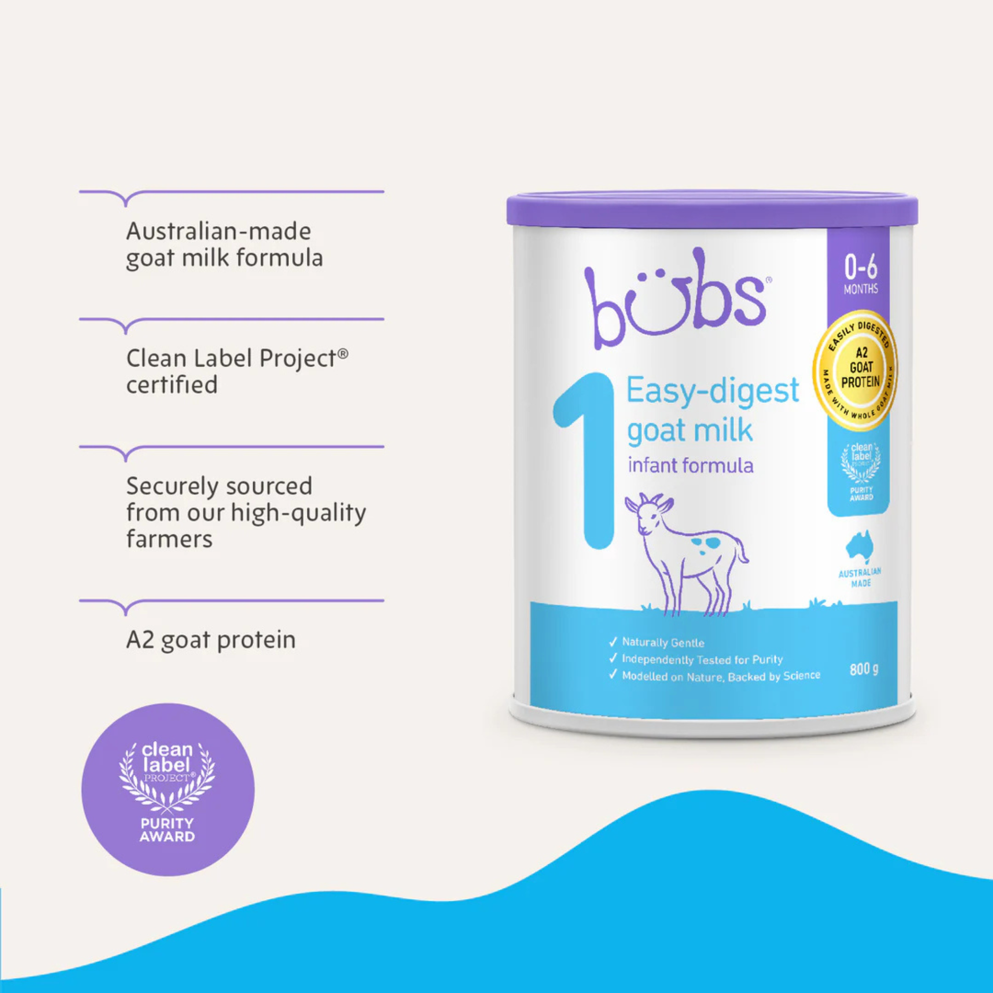 Bubs Easy-digest Goat Milk Infant Formula Stage 1 (Australia) 800g Bubs Easy-digest Goat Milk Infant Formula Stage 1 (Australia) 800g