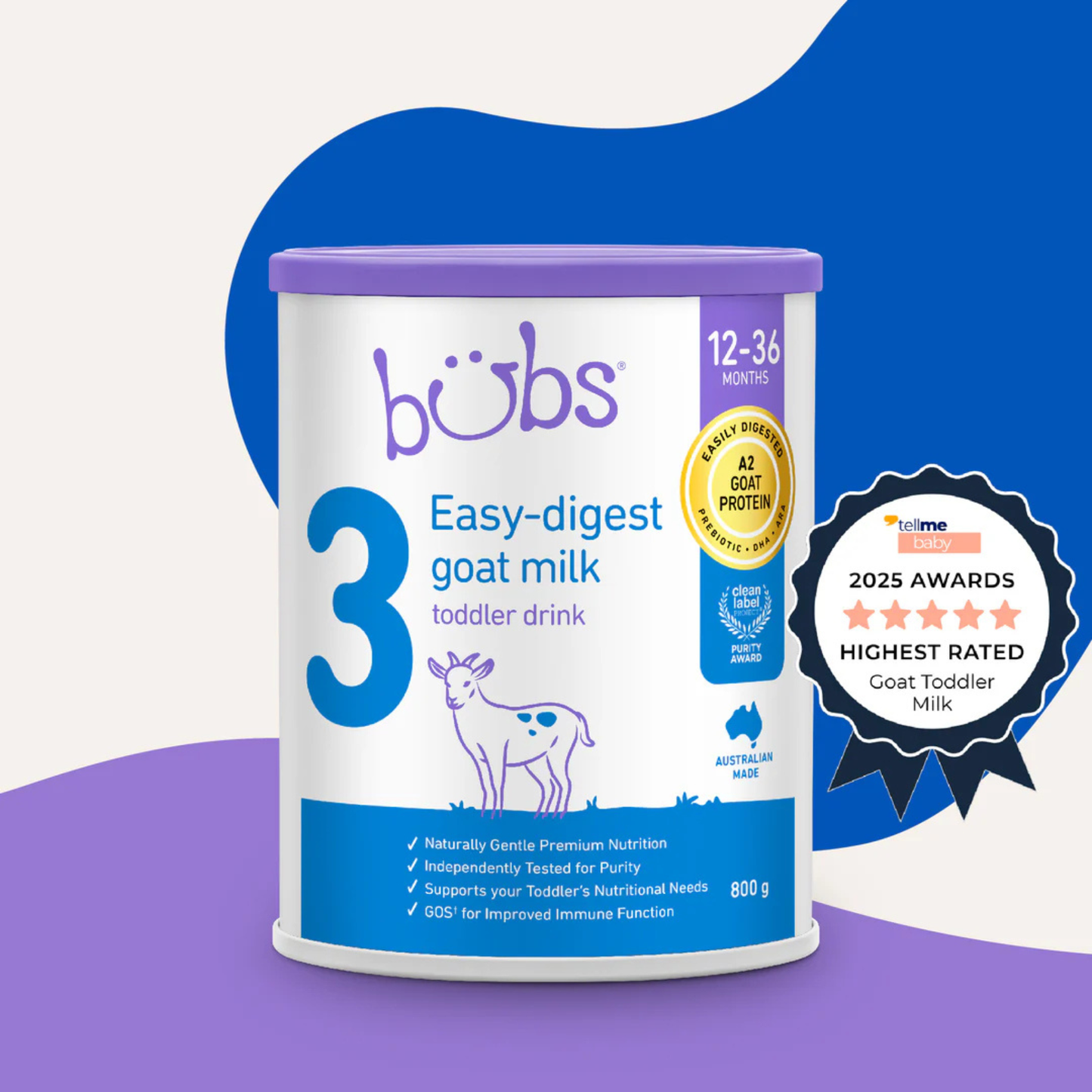 Bubs Easy-digest Goat Milk Baby Toddler Drink formula Powder nutrition premium genuine health feeding food natural growth breast organic AU Import price in BD Kabrita Nannycare Biomil Aptamil Similac Enfamil NAN Natore Rajshahi Sylhet Baigertek-ECB Madina nagar Chuti Ghor Road Nikunjo-Khilkhet