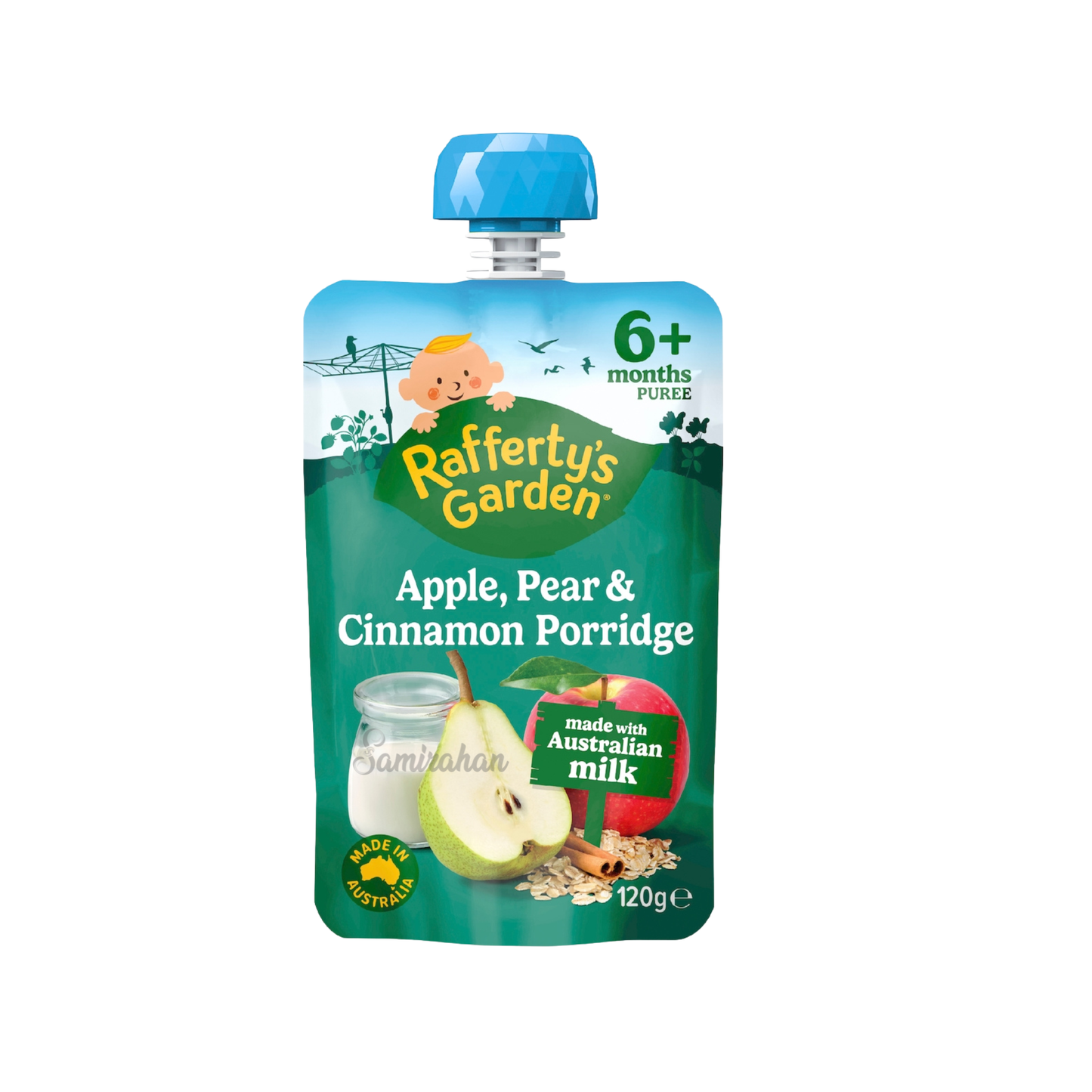 Rafferty's Garden Apple Pear Cinnamon Porridge Baby Food Pouch fruits vegetable Best import Australia authentic kids snack healthy organic cheap price in BD Aminbazar Gabtali Adabar Mohammadpur Shewrapara Kazipara Jatra Bari Gandaria 