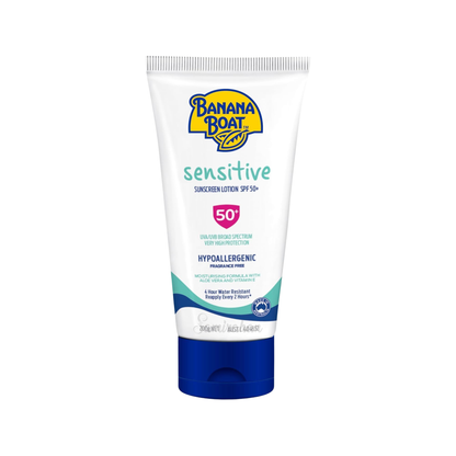 Banana Boat Sensitive Sunscreen Lotion SPF 50+Aloe Vera & Vitamin E Best import AU genuine authentic premium skincare online shop beauty low price in Dhaka BD Shonir Akhra Sayedabad Wari Lalbagh Tejgaon Niketan DNCC Badda Rupnagar 