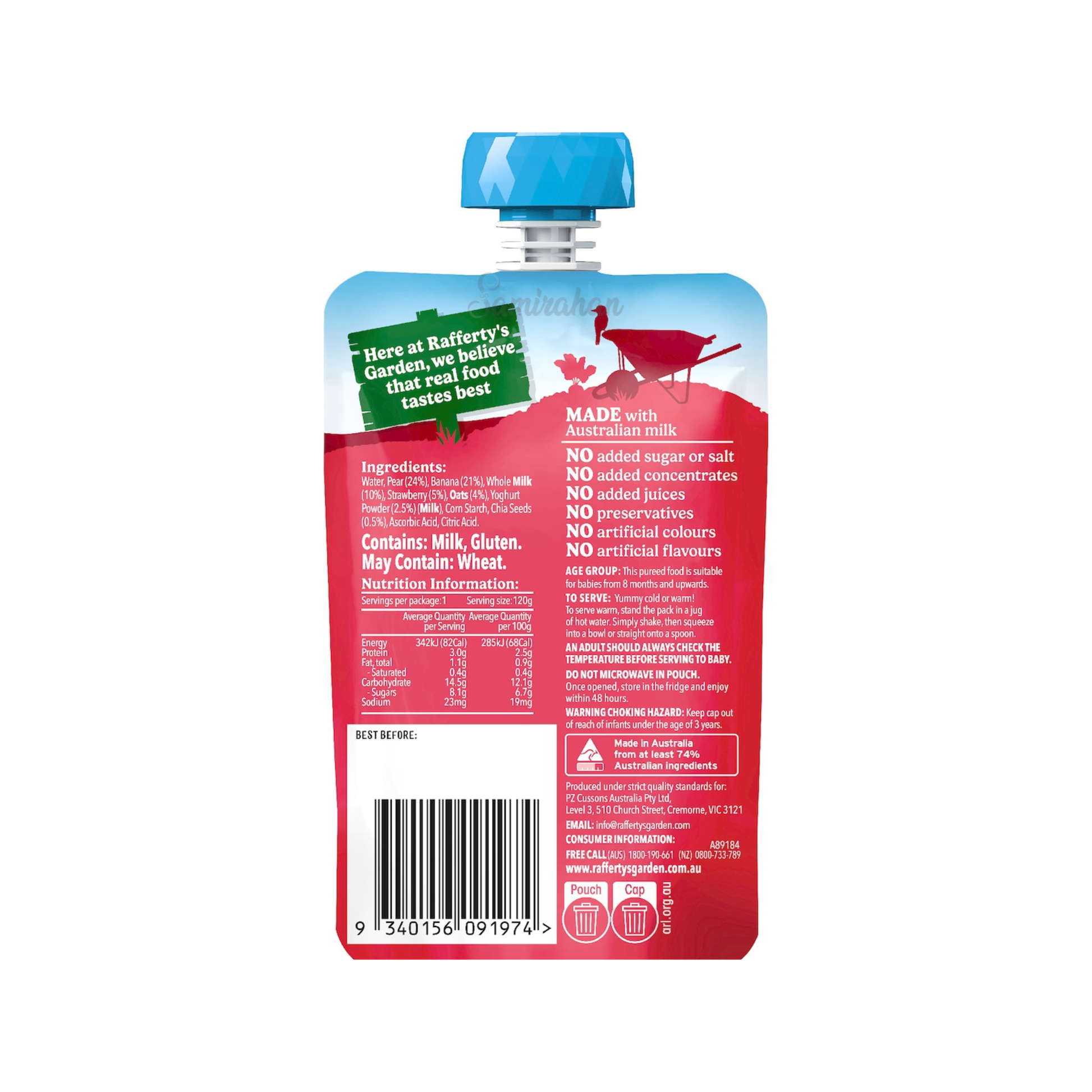 Rafferty's Garden Strawberry Chia Yoghurt Brekkie Baby Food Pouch fruit vegetable Best import Australia authentic premium snack healthy Bhola low price in BD