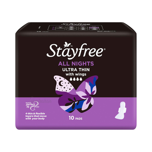 Stayfree All Nights Ultra Thin Perfect fit Pads Wings Personal Hygiene nighttime Cottony Soft gentle comfort comfort skin Importe beauty product low price in BD Aminbazar Gabtali Adabar Mohammadpur Shewrapara Kazipara Jatra Bari Gandaria