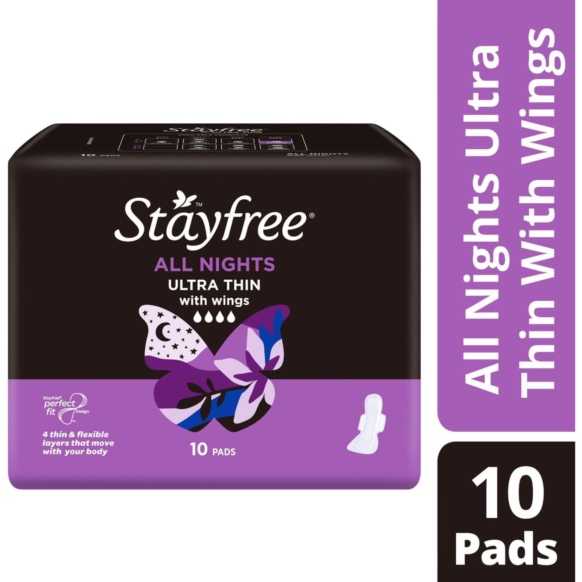 Stayfree All Nights Ultra Thin Perfect fit Pads Wings Personal Hygiene nighttime Cottony Soft gentle comfort comfort skin Importe beauty product low price in BD