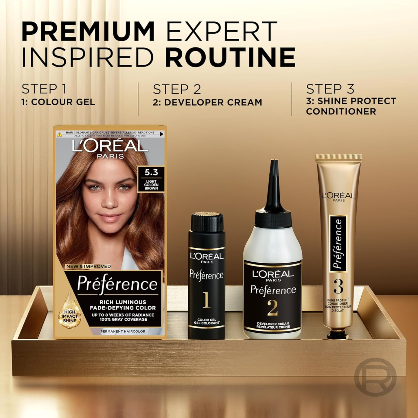 L'Oréal Paris Preference Rich Luminous Permanent Hair Dye 5.3 Light Golden Brown  look change beauty import makeup brand authentic premium UK cheap price in bd Basundhara Residential Area Banani Super Market Mirpur Tongi Kurmitola
