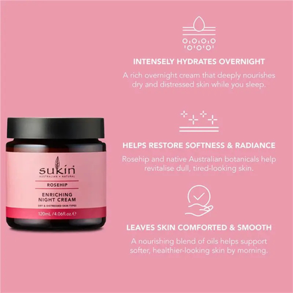 Sukin Rosehip Enriching Night Cream imported Australia authentic genuine premium moisturiser vegan skincare dry skin online shop BD Dhaka Bangladesh Sylhet