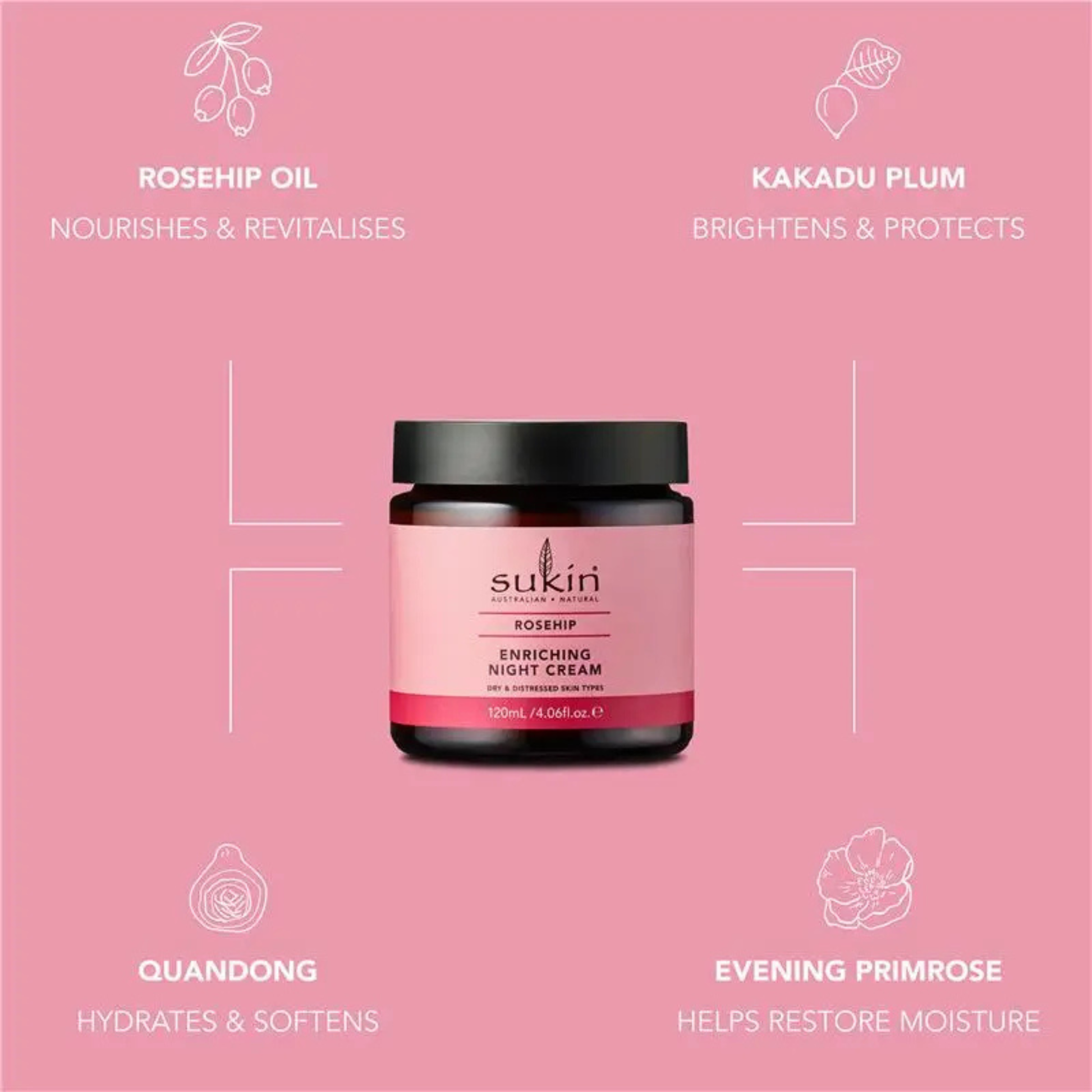 Sukin Rosehip Enriching Night Cream imported Australia authentic genuine premium moisturiser vegan skincare dry skin online shop BD Dhaka Bangladesh Sylhet