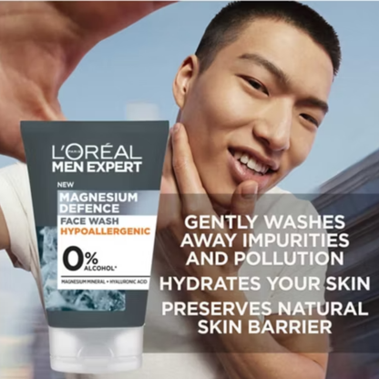 L'Oréal Men Expert Magnesium Defence Face Wash imported UK authentic genuine premium brand cheapest price BD Dhaka Chittagong Sylhet sensitive skin cleanser Sirajganj Satkhira Kaliakair Senbagh Ukhiya Narayanganj