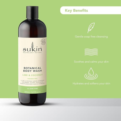 Sukin Lime Coconut Body Wash imported Australia authentic best genuine premium vegan body cleanser natural skincare online shop BD Dhaka Bangladesh low price 