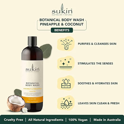 Sukin Pineapple Coconut Body Wash imported Australia best low price authentic genuine premium vegan body cleanser natural skincare online shop Dhaka Bangladesh Aminbazar Gabtali Adabar Mohammadpur Shewrapara Kazipara Jatra Bari Gandaria