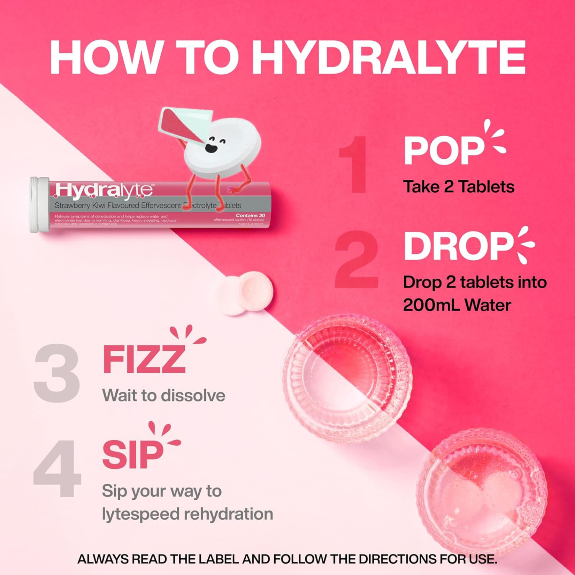 Hydralyte Strawberry Kiwi Effervescent Electrolyte Tablets Energy Boost Multivitamin Drink immunity strength genuine premium hydration imported low price in BD Sirajganj Satkhira Kaliakair Senbagh Ukhiya Narayanganj