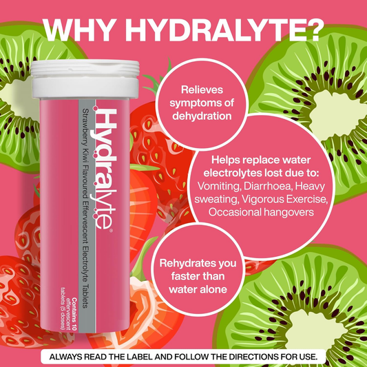 Hydralyte Strawberry Kiwi Effervescent Electrolyte Tablets Energy Boost Multivitamin Drink immunity strength genuine premium hydration imported low price in BD Tangail Jhenaidah Keraniganj Beanibazar Chattogram Chittagong