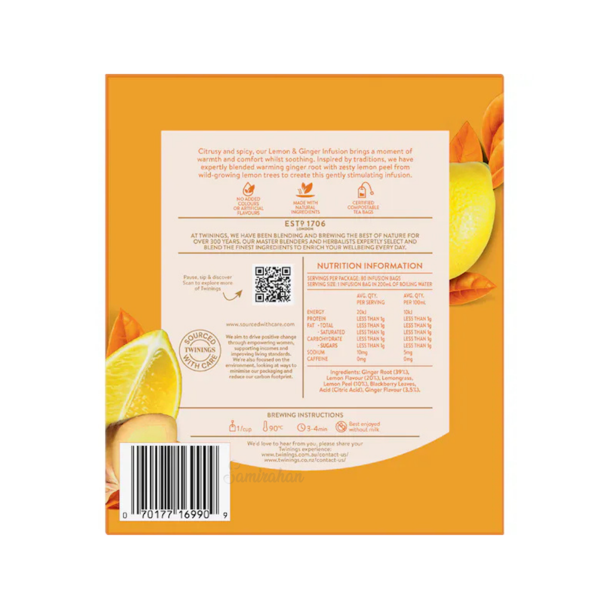 Twinings Lemon & Ginger Tea Bags natural herbal caffeine free focus calm blend organic Root Best authentic import Australia UK instant strong cheap price in bd Bandarban Narail Munshiganj Moulvibazar Matlab Kachua Jashore (Jessore)
