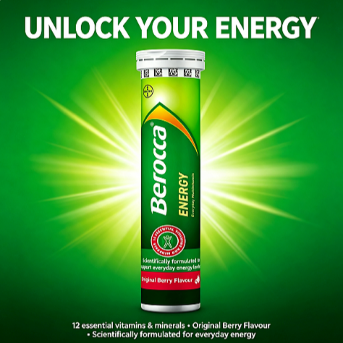 Berocca Energy Vitamin B C Effervescent Multivitamin Drink Berry immunity mental strength Best genuine premium quality absorp tion calcium import low price in BD 
