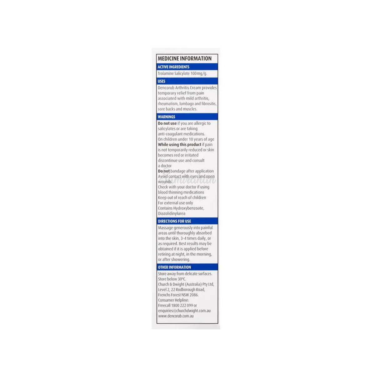 Dencorub Arthritis Cream joint pain relief imported Australia authentic premium brand online shop BD Dhaka Chittagong Sylhet Bangladesh Trolamine Salicylate Basundhara Residential Area Banani Super Market Mirpur Tongi Kurmitola