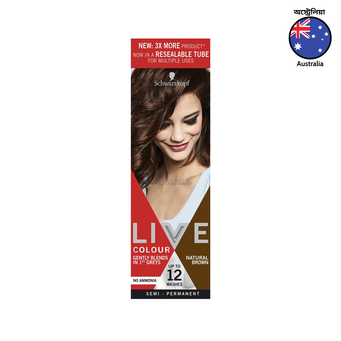 Schwarzkopf Live Colour Semi-Permanent Hair Colour Natural Brown 1 Kit