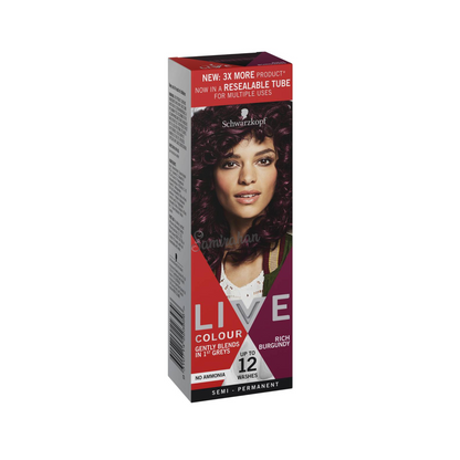 Schwarzkopf Live Colour Semi-Permanent Hair Colour Rich Burgundy (Australia) 1 Kit