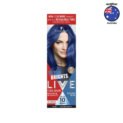 Schwarzkopf Live Colour Ultra Brights Semi-Permanent Hair Colour Electric Blue 1 Kit